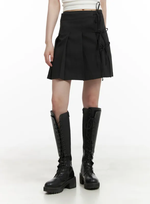 Side Bowknot Pleated Mini Skirt CA411 sold by Lewkin
