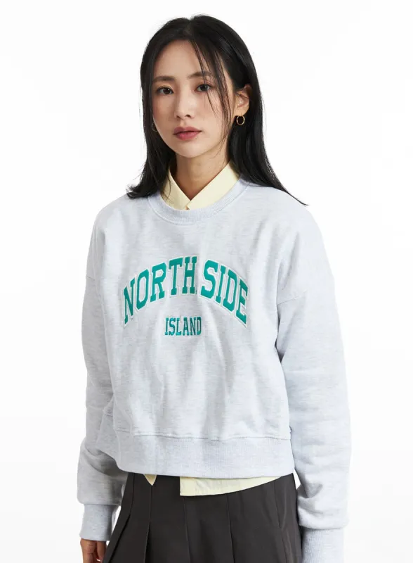 Embroidered Letter Sweatshirt OO323 sold by Lewkin