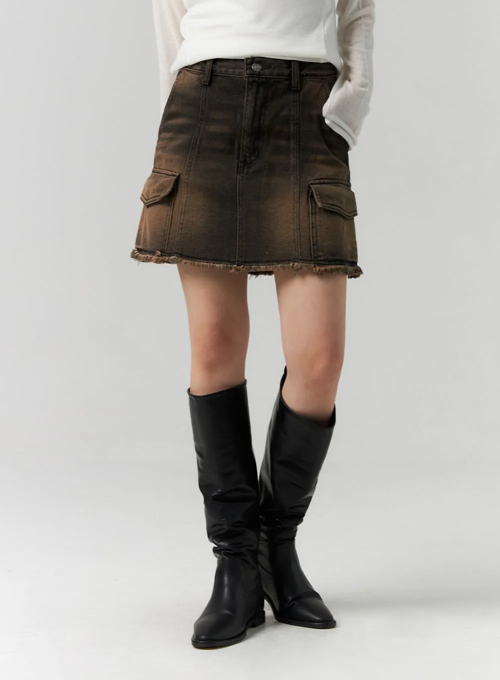 Cargo Washed Denim Mini Skirt CS314 sold by Lewkin product image thumbnail 5