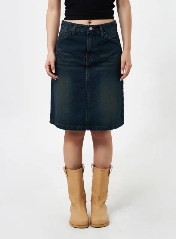 Denim Midi Skirt CY331 sold by Lewkin
