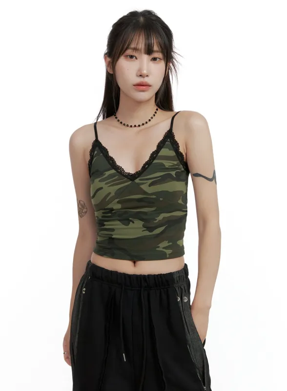 Sweetheart Lace Camo Cami Top CL424 sold by Lewkin