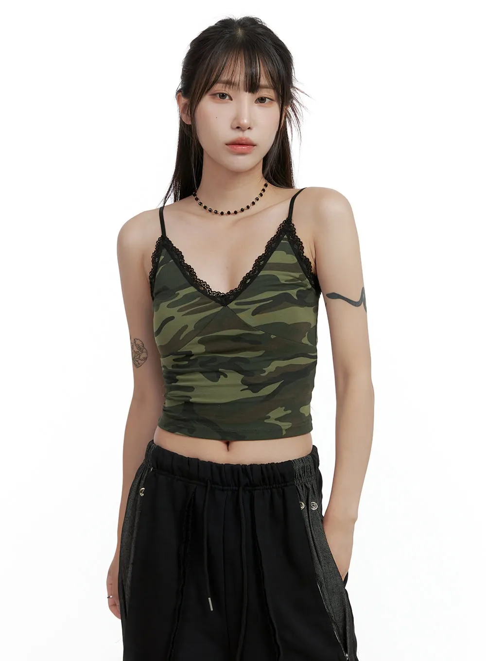 Sweetheart Lace Camo Cami Top CL424 sold by Lewkin