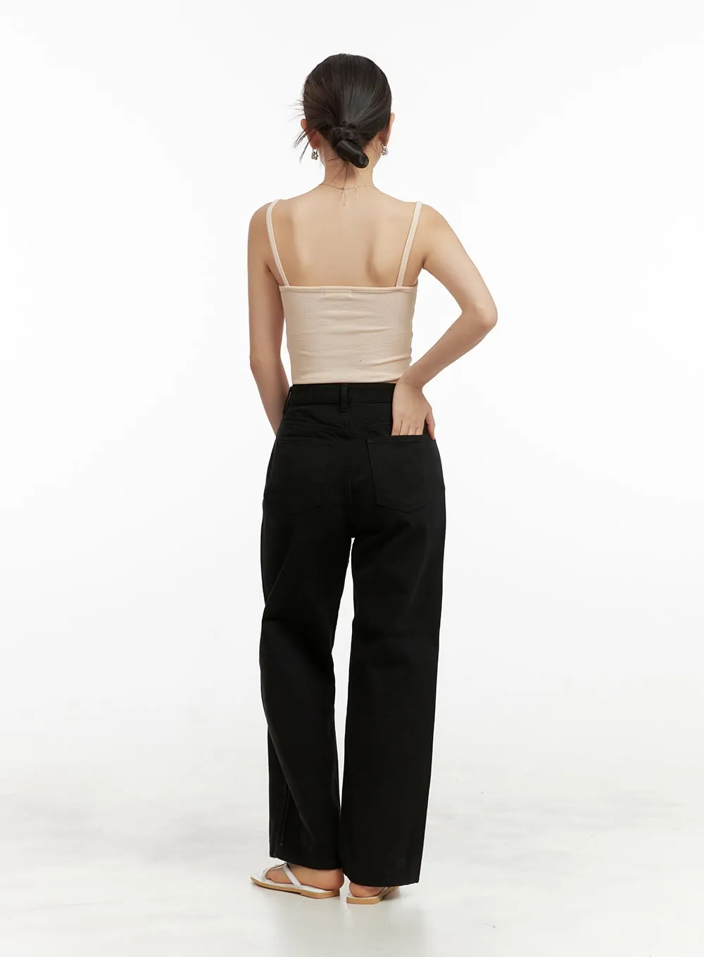 Solid Cotton Straight Leg Pants OU411 sold by Lewkin product image thumbnail 5