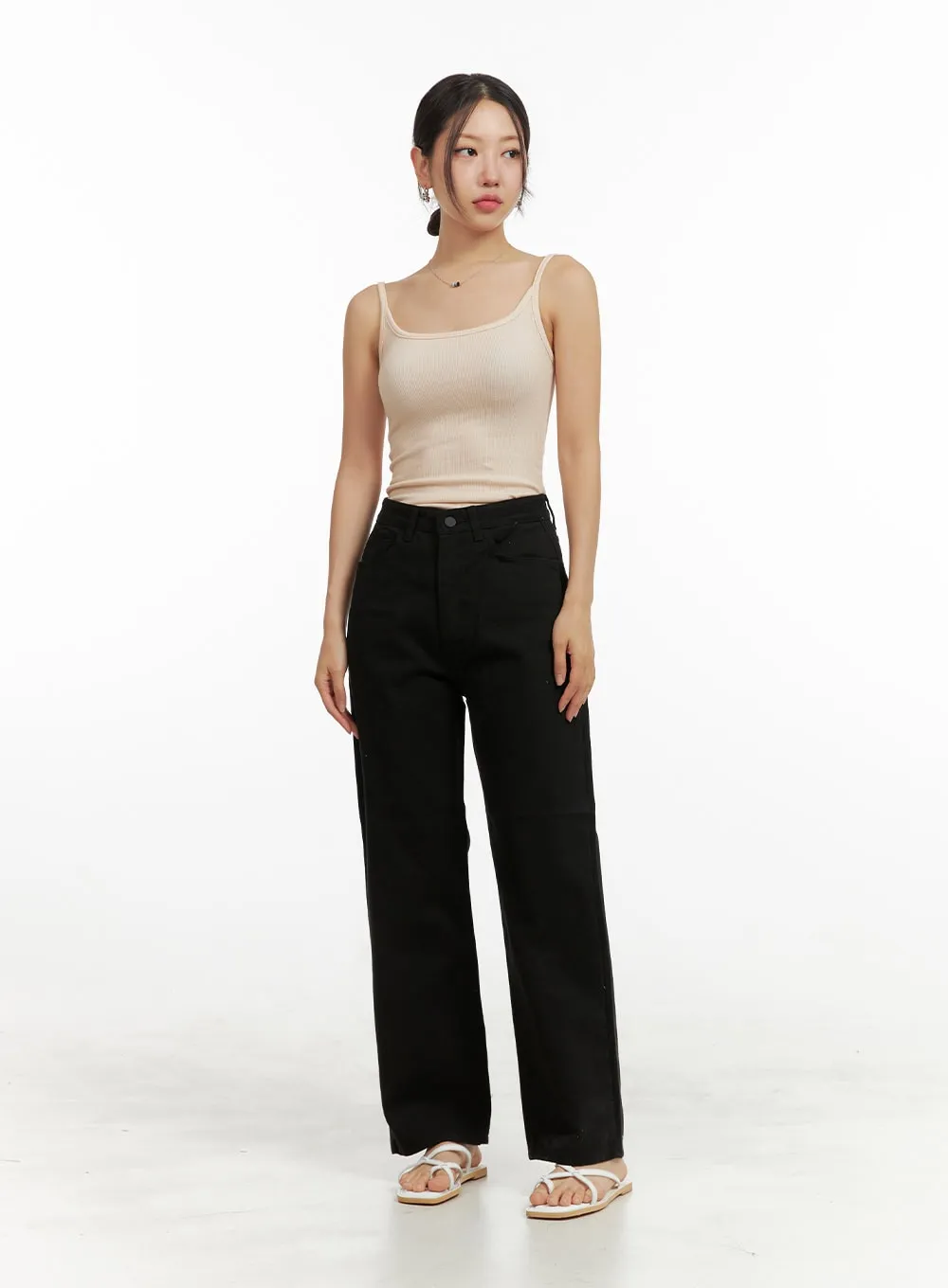 Solid Cotton Straight Leg Pants OU411 sold by Lewkin product image thumbnail 3