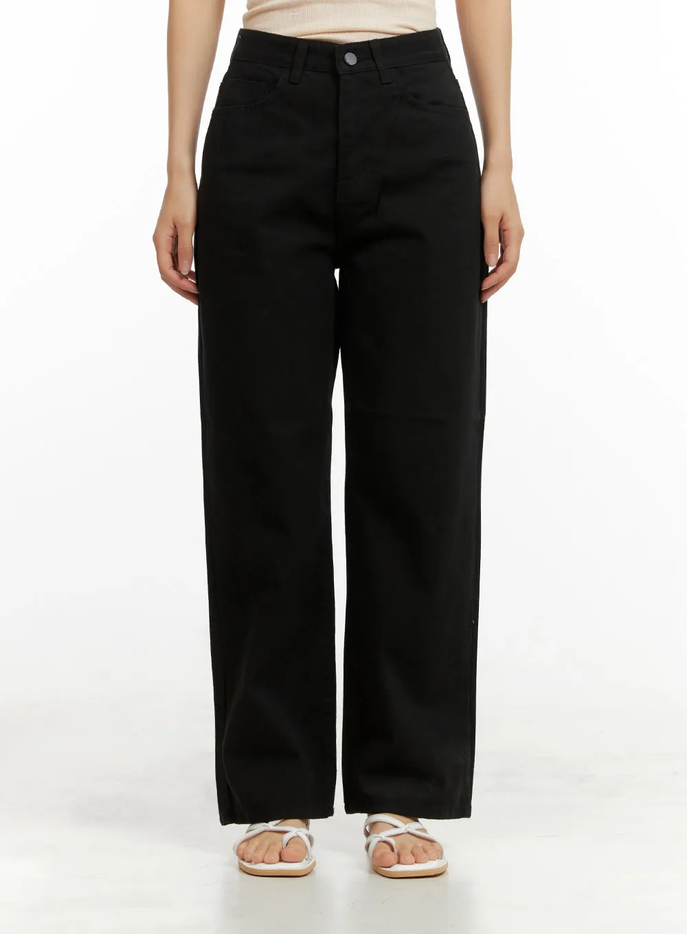 Solid Cotton Straight Leg Pants OU411 sold by Lewkin product image thumbnail 2