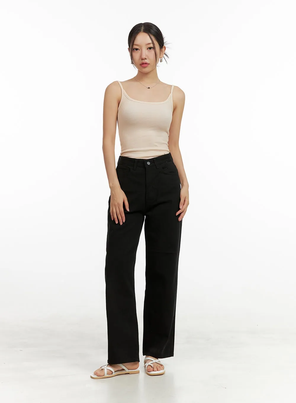 Solid Cotton Straight Leg Pants OU411 sold by Lewkin product image thumbnail 4