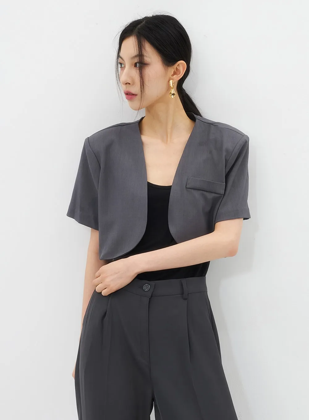 Cropped Short Sleeve Jacket IU326 sold by Lewkin product image thumbnail 5