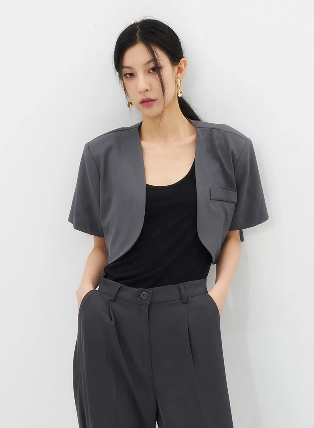 Cropped Short Sleeve Jacket IU326 sold by Lewkin product image thumbnail 4