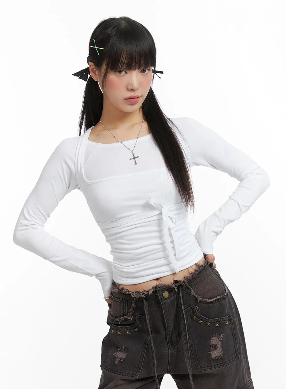 Shirred Halter Solid Top IJ411 sold by Lewkin