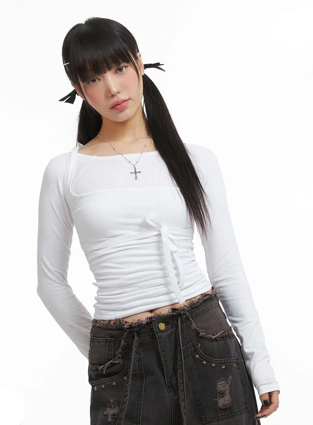 Shirred Halter Solid Top IJ411 sold by Lewkin product image thumbnail 3