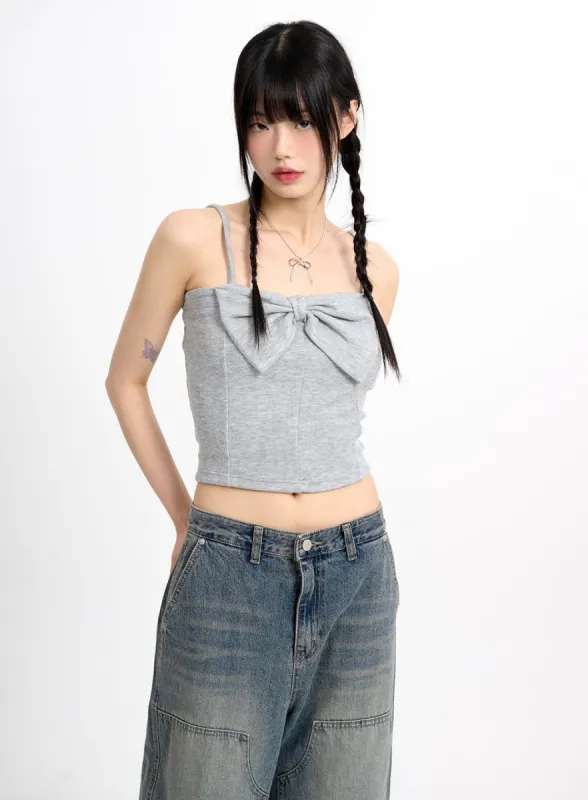 Ribbon Square Neck Cami Top CM415 sold by Lewkin