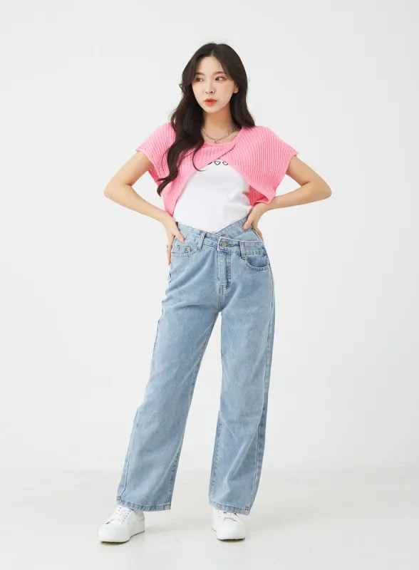 Unbalanced Wide Leg Denim Pants BU2207 sold by Lewkin