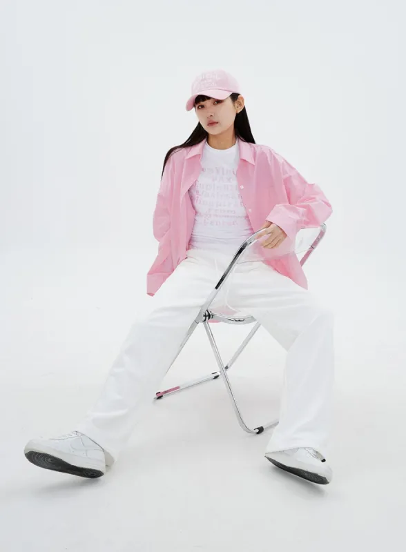 Wide Leg Track Pants with Elastic Waist CM16 sold by Lewkin
