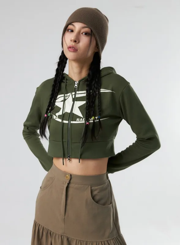 Star Crop Zip Up Hoodie IS327 sold by Lewkin