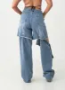 Removable Buttoned Wide Leg Denim Pants IU20 sold by Lewkin