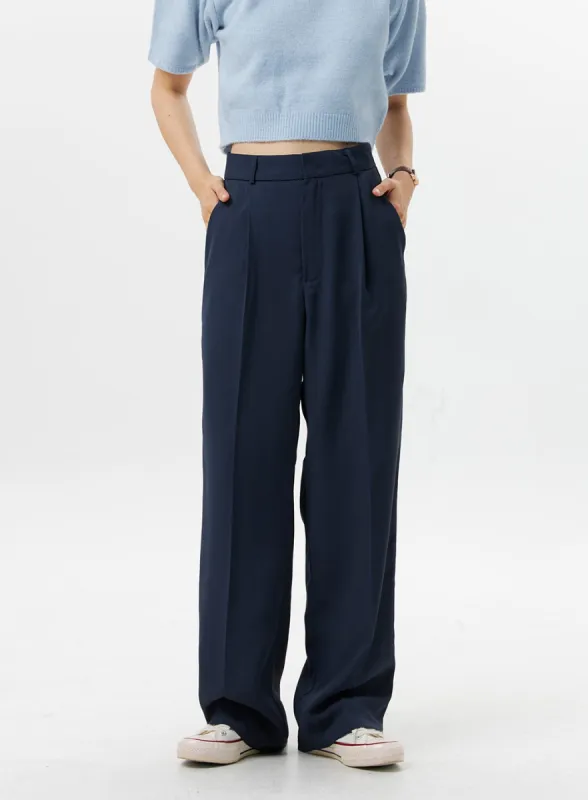 Loose-Fit Pintuck Pants OG318 sold by Lewkin