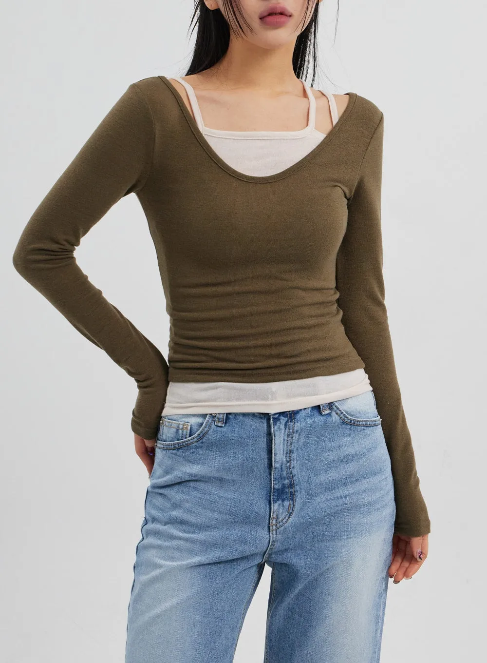 Layered Scoop Neck Top Set CF301 sold by Lewkin product image thumbnail 2