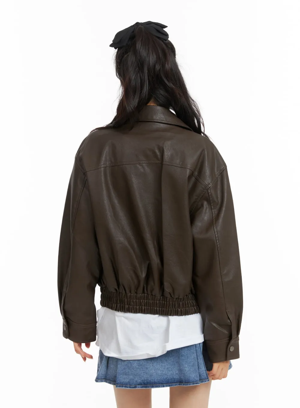 Faux Leather Jacket OM418 sold by Lewkin product image thumbnail 5