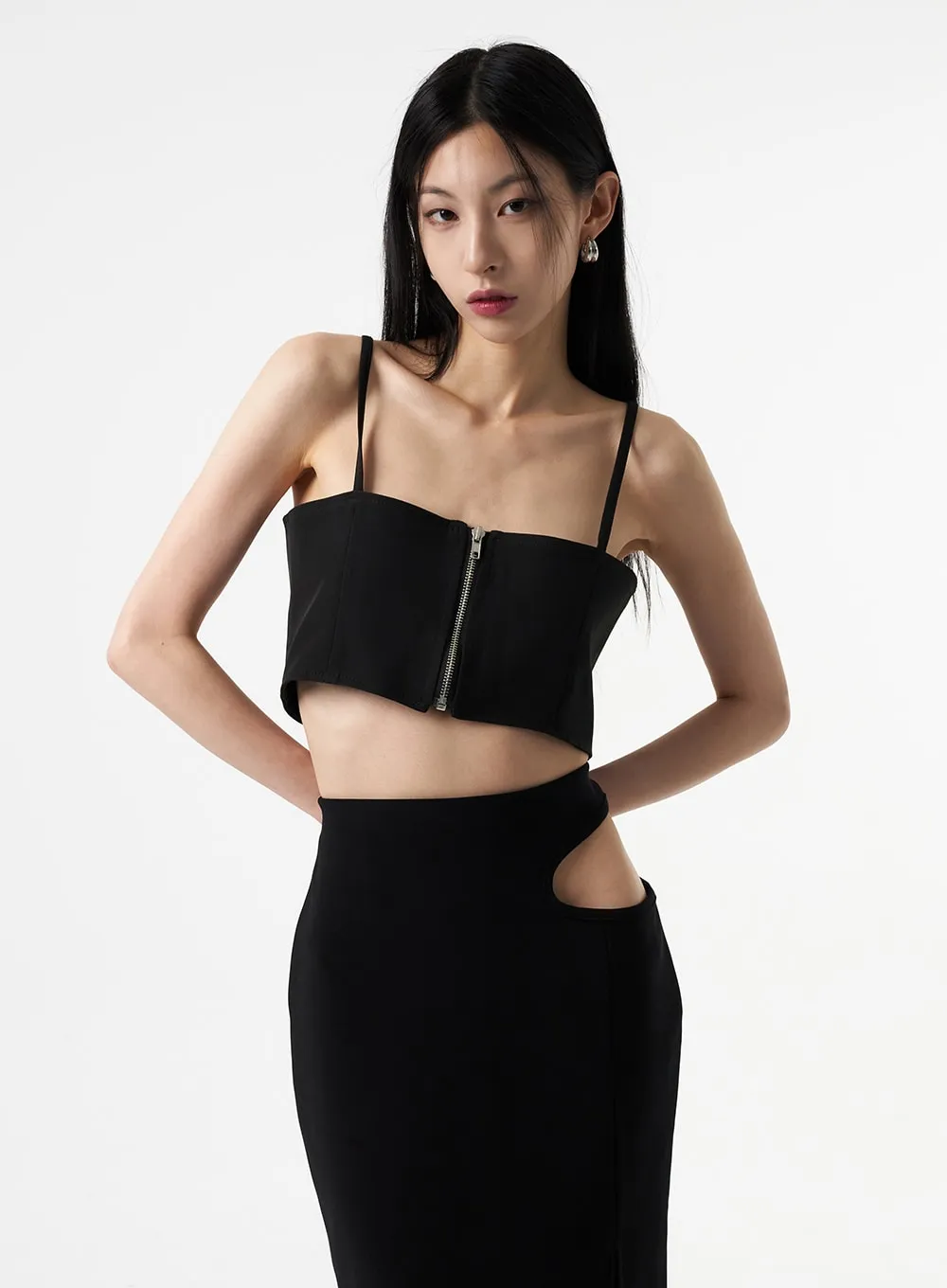 Zip-Up Cropped Top IA326 sold by Lewkin product image thumbnail 5