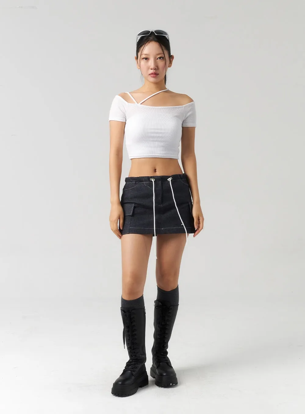 Drawstring Mini Skirt CU326 sold by Lewkin product image thumbnail 3