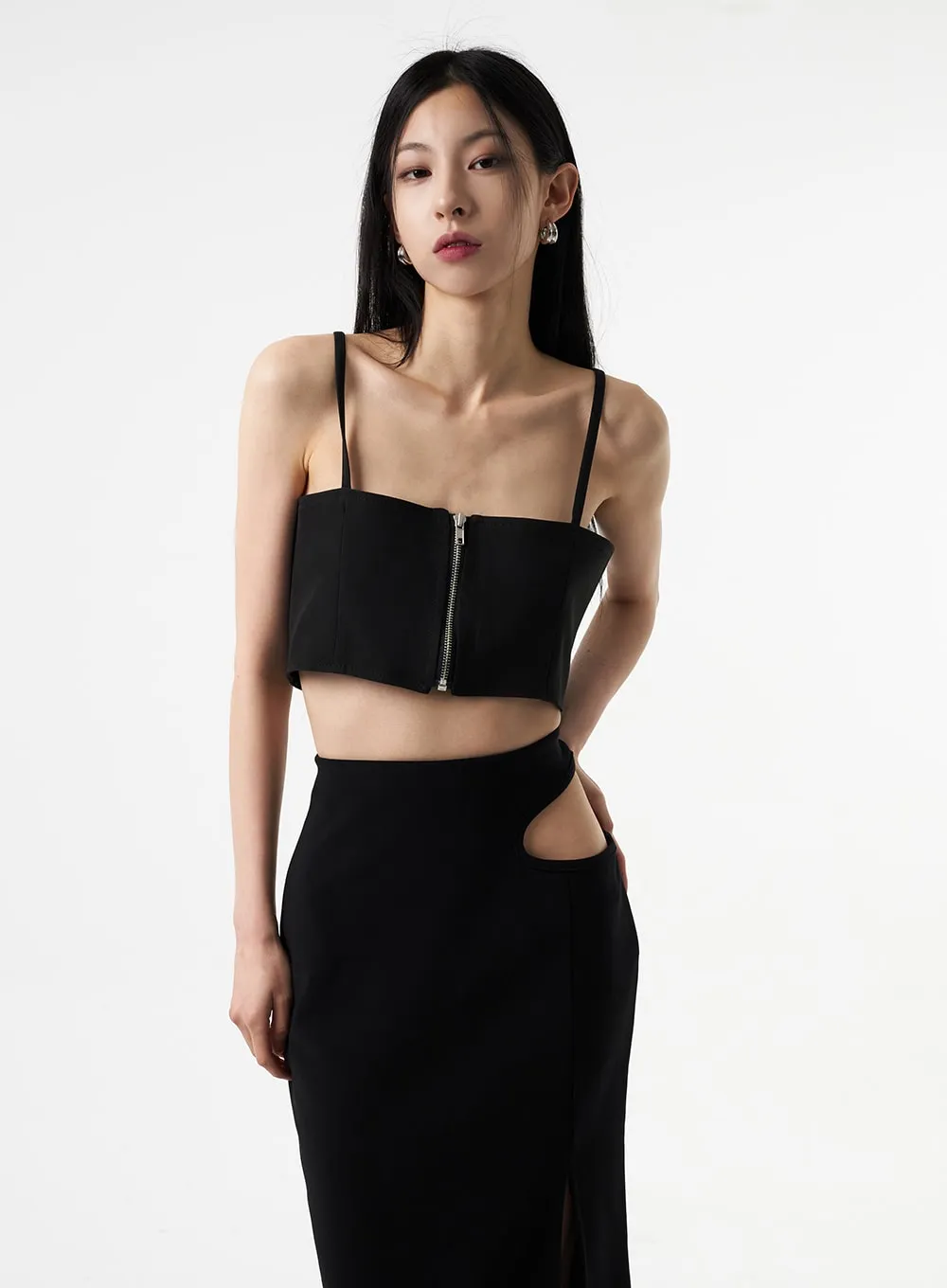 Zip-Up Cropped Top IA326 sold by Lewkin product image thumbnail 4