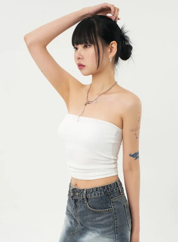 Ribbed Knit Tube Top CA327 sold by Lewkin