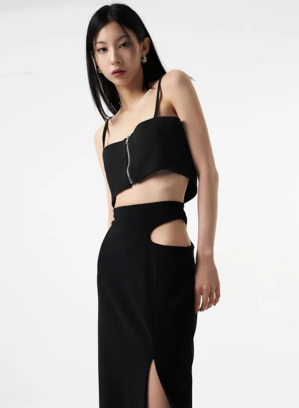 Zip-Up Cropped Top IA326 sold by Lewkin