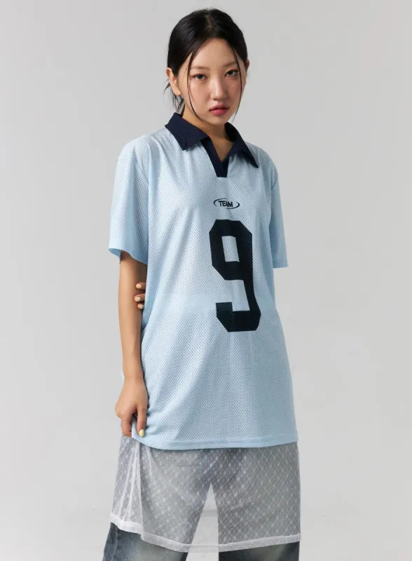Mesh Soccer Collar Top CG314 sold by Lewkin