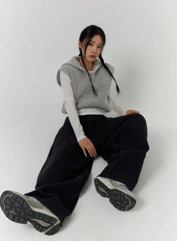 Half Zip Sweater Vest CD312 sold by Lewkin