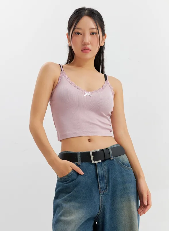 Lace and Front Ribbon Camisole CO304 sold by Lewkin