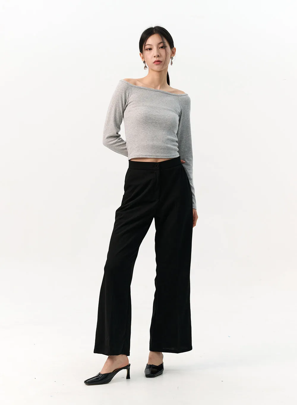 Boat Neck Rib Long Sleeve Top IO320 sold by Lewkin product image thumbnail 3