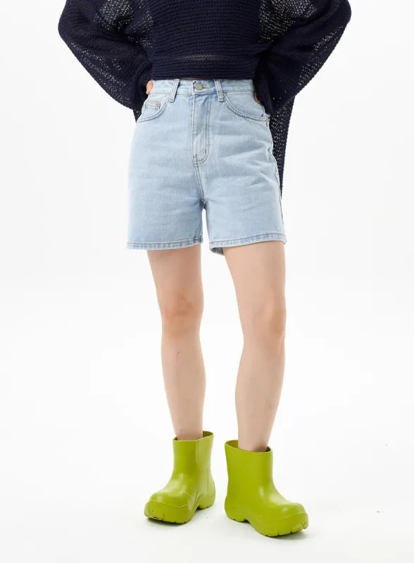 Light Blue Denim Shorts OU312 sold by Lewkin