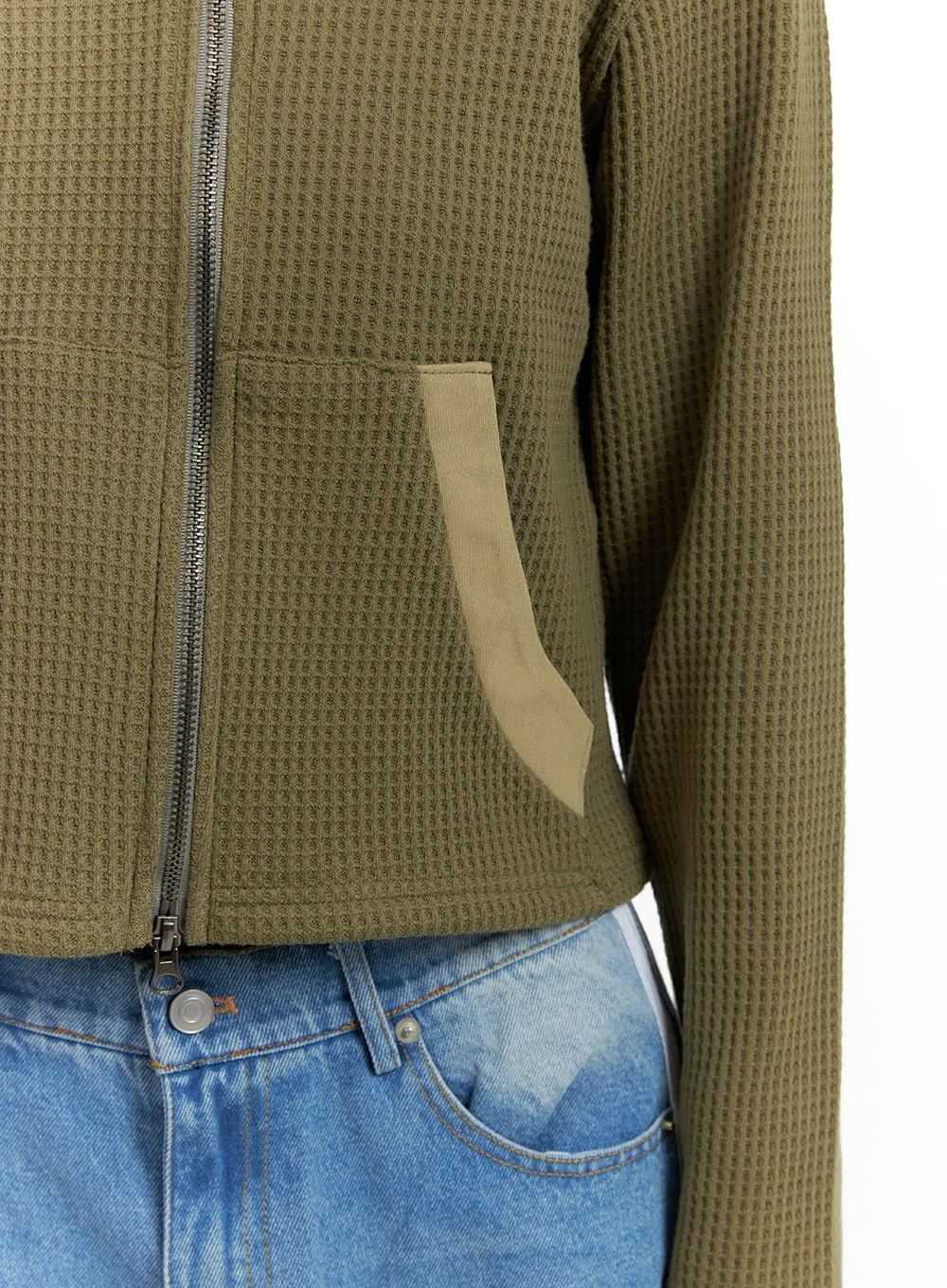 Two-Tone Cropped Hoodie Jacket CM407 sold by Lewkin product image thumbnail 4