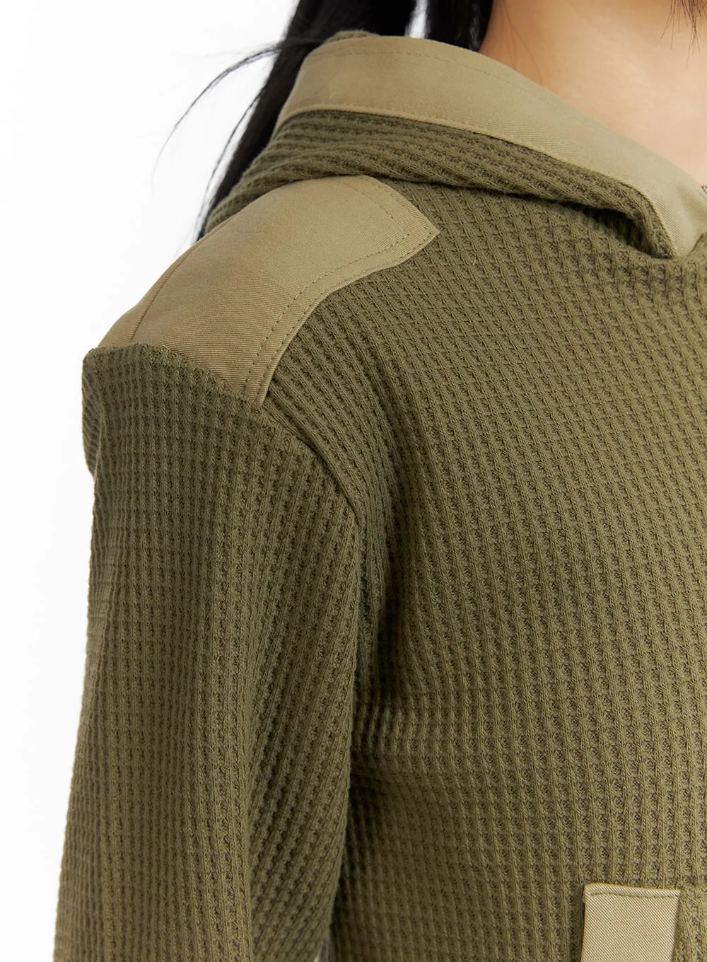 Two-Tone Cropped Hoodie Jacket CM407 sold by Lewkin product image thumbnail 3