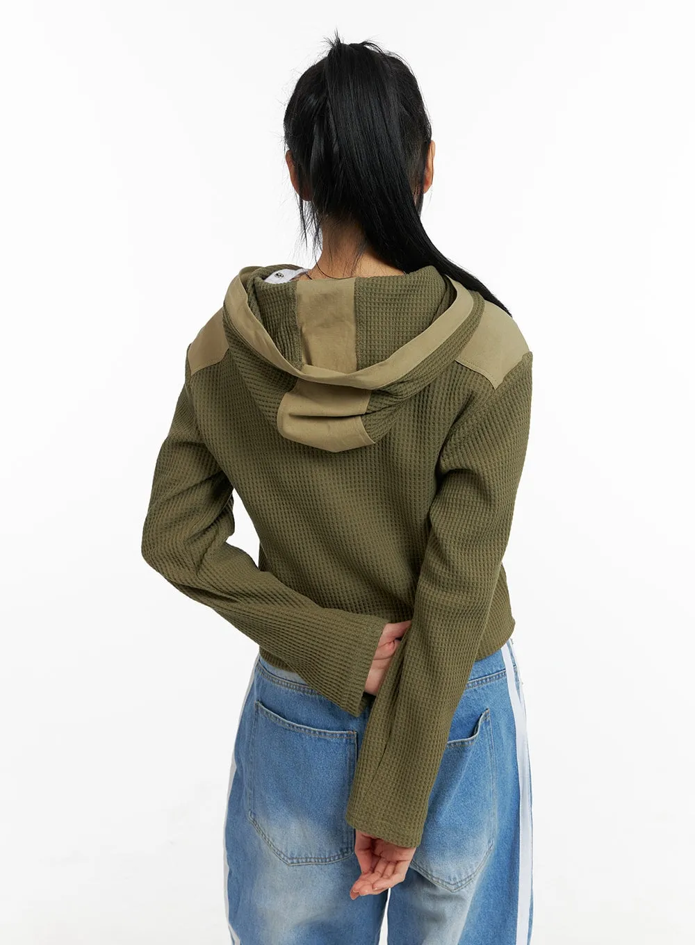 Two-Tone Cropped Hoodie Jacket CM407 sold by Lewkin product image thumbnail 5