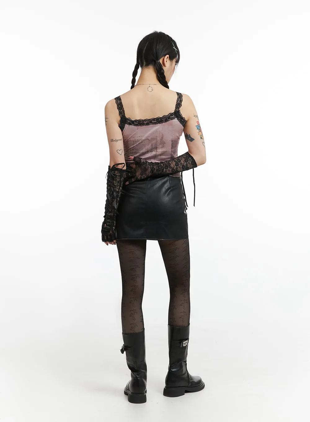 Graphic Printed Lace Crop Top IJ410 sold by Lewkin product image thumbnail 5