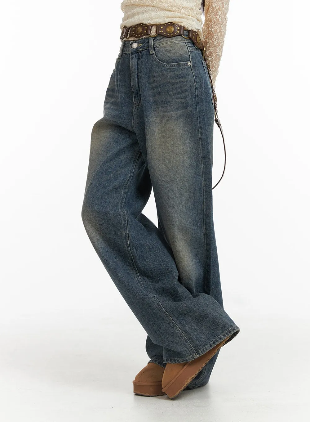 Wide Leg Denim Trousers CJ415 sold by Lewkin product image thumbnail 3