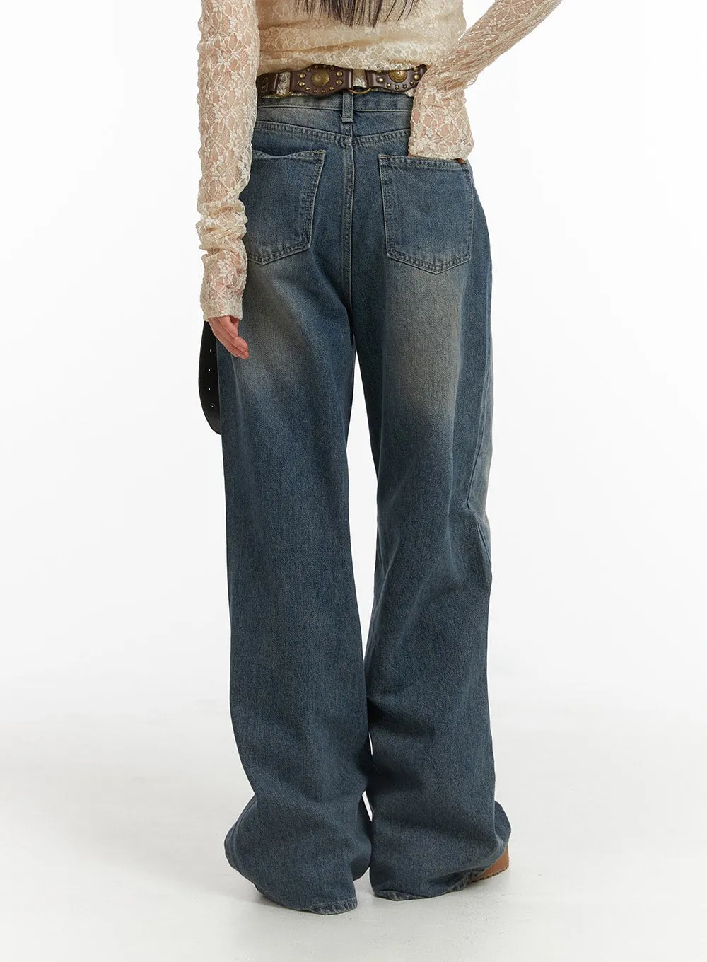 Wide Leg Denim Trousers CJ415 sold by Lewkin product image thumbnail 5