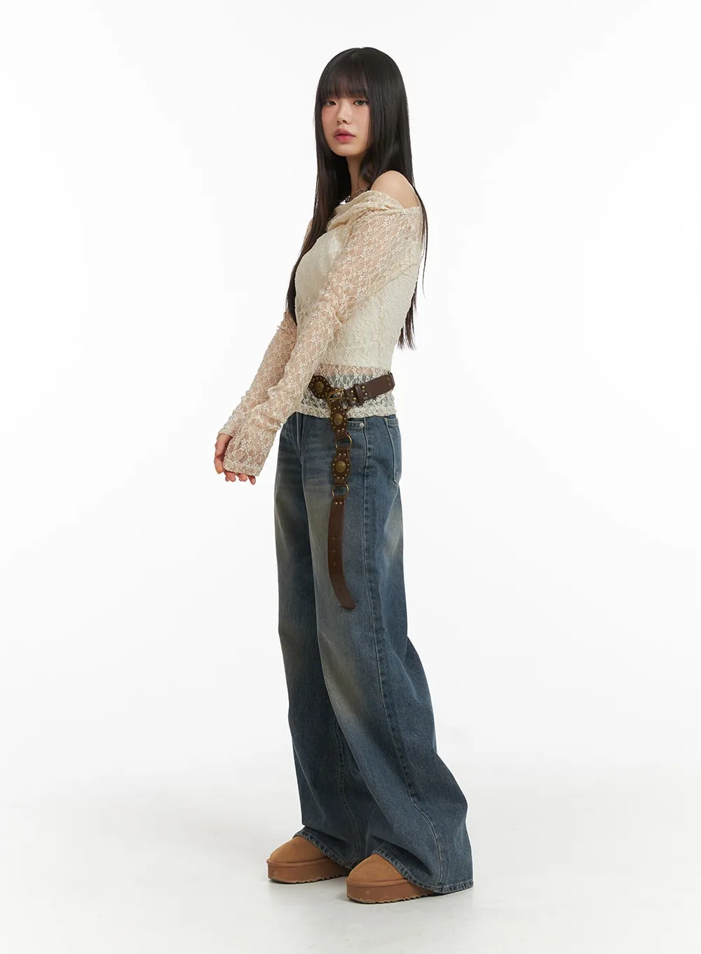Wide Leg Denim Trousers CJ415 sold by Lewkin product image thumbnail 4
