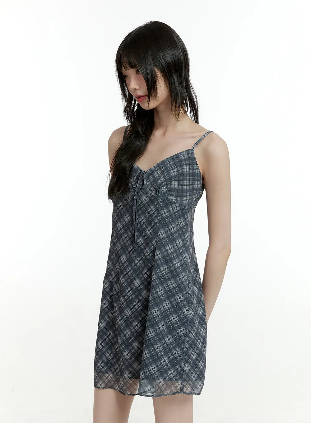 Sweetheart Checkered Mini Dress CL426 sold by Lewkin product image thumbnail 4