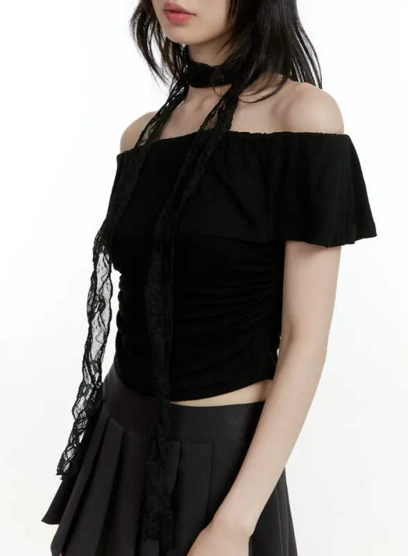 Lace Skinny Scarf CL426 sold by Lewkin