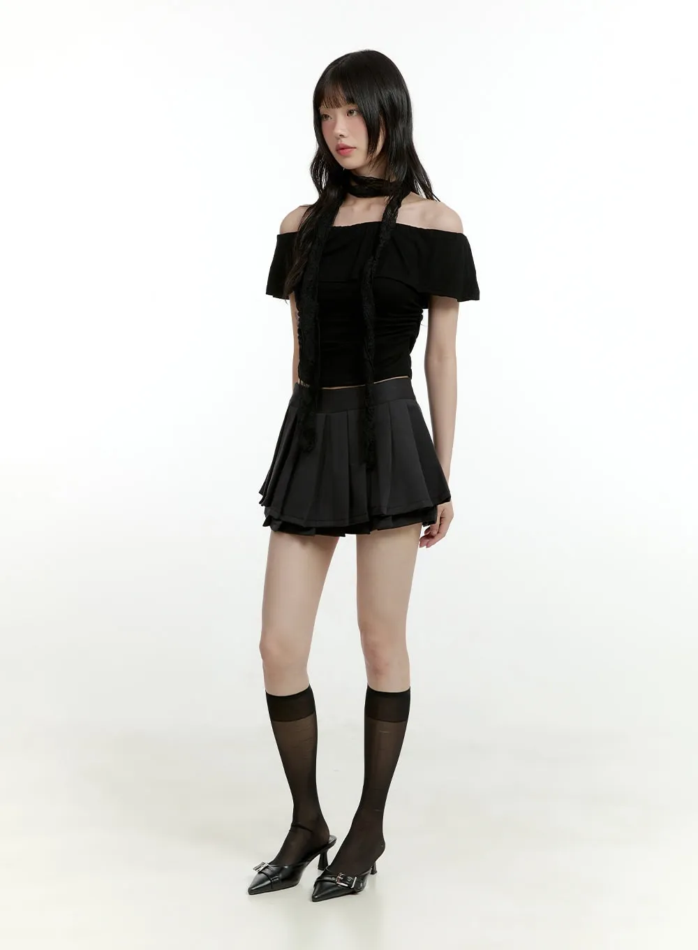 Pleated Layered Mini Skirt CL426 sold by Lewkin product image thumbnail 2