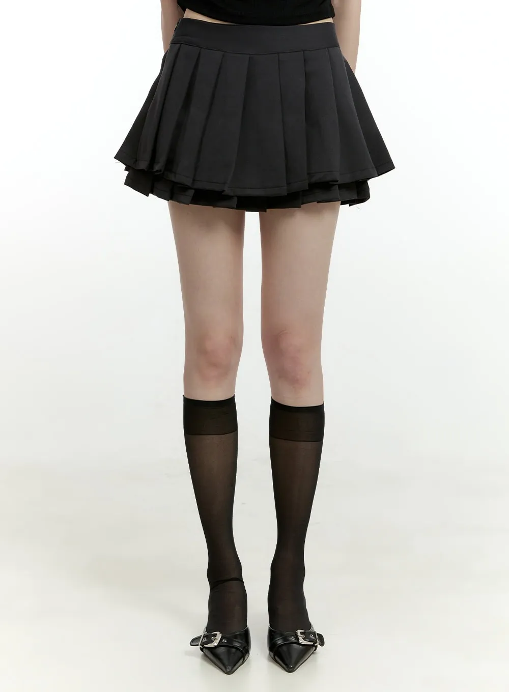 Pleated Layered Mini Skirt CL426 sold by Lewkin