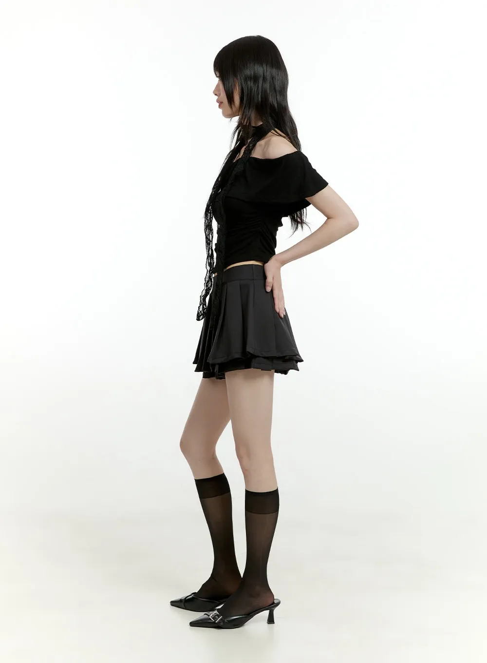 Pleated Layered Mini Skirt CL426 sold by Lewkin product image thumbnail 4