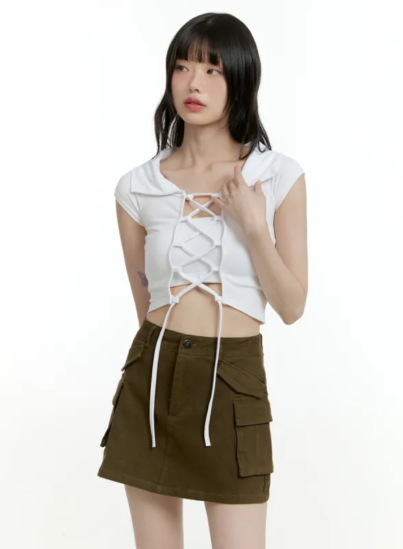 X Strap Crop Top CL426 sold by Lewkin