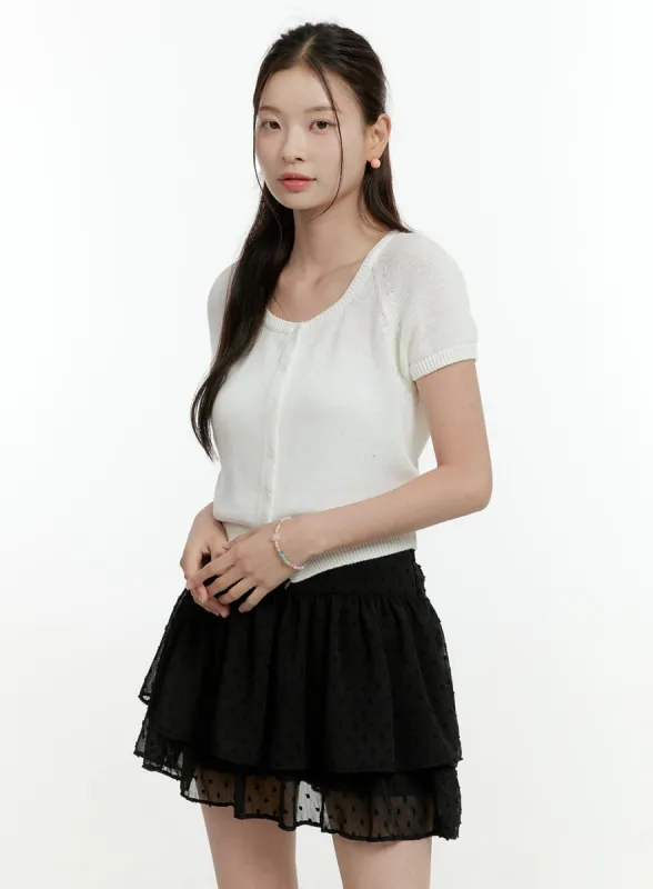 U-Neck Short Sleeve Cardigan OL430 sold by Lewkin