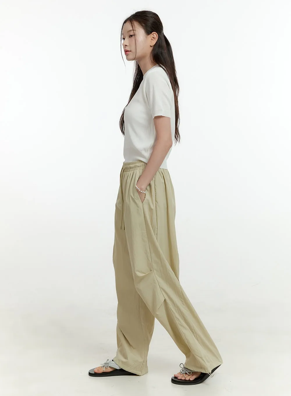 String Banded Wide Leg Pants OL430 sold by Lewkin product image thumbnail 4