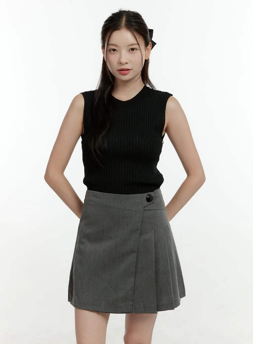 Back Slit Ribbed Sleeveless Top OL430 sold by Lewkin product image thumbnail 2