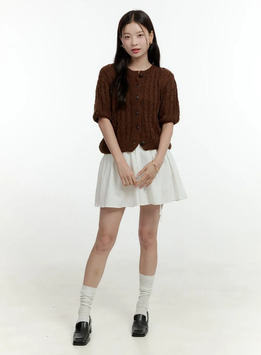 Cable Knit Short Sleeve Cardigan OL430 sold by Lewkin product image thumbnail 2