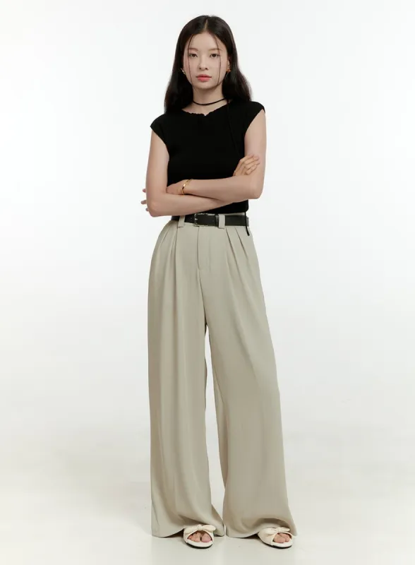 Pintuck Wide Leg Tailored Pants OL430 sold by Lewkin
